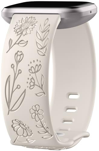 Ouwegaga Armband Kompatibel mit Fitbit Versa 2 Armband/Fitbit Versa Armband, Ausgefallene Löwenzahn-Muster Weiche Silikon Band für Versa 2/Versa/Versa Lite/Versa SE, Klein Polarstern