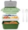 HNNJCK 1500ml Bento Lunchbox mit Fächern, Brotbox Vesperbox Brotdose Auslaufsicher Erwachsene, Salatbox To Go Brotzeitbox Snackbox Frühstücksbox Jausenbox für Büro Schule（Grün）