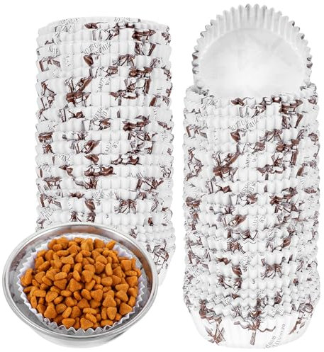 HOFURME 300 Pcs Pet Disposable Feeding Bowls, Large Liner Bulk Cat Food Bowls for Small Dogs Cats, Wet Food Feeding Station