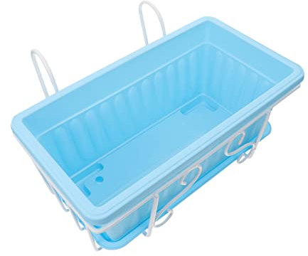 OFFSCH Support de Pot de Fleurs Suspendu Plateau Rectangulaire Jardinière Balcon et Intérieur Pot de Fleurs Cadre en Blanc Accessoires de Jardin pour Maison et Bureau 1 Ensemble