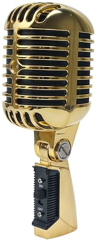 Micrófono vintage retro de la vieja escuela, micrófono cardioide vocal dinámico clásico profesional con cable para karaoke, actuación en vivo, grabación en estudio, escenario de canto, accesorio de