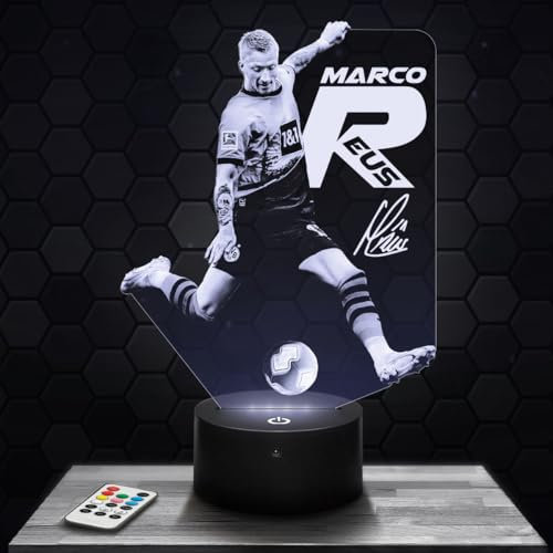 Lampephoto.fr - M. Reus 3D Lampe, Touch Nachtlicht, Fußball Dekoration Fußballspieler, Geschenkidee pour sportliche Männer, Fußball-Nachtlicht Dekoration, Weihnachts Geschenkidee, 3D Led Illusion