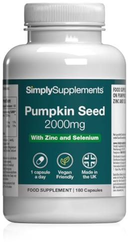 Pumpkin Seed Capsules 2,000mg | with Added Zinc & Selenium | Supports Healthy Metabolism and Cognitive Function | 180 Easy-to-Swallow Capsules = 6 Months’ Supply | Made in The UK and GMP Certified