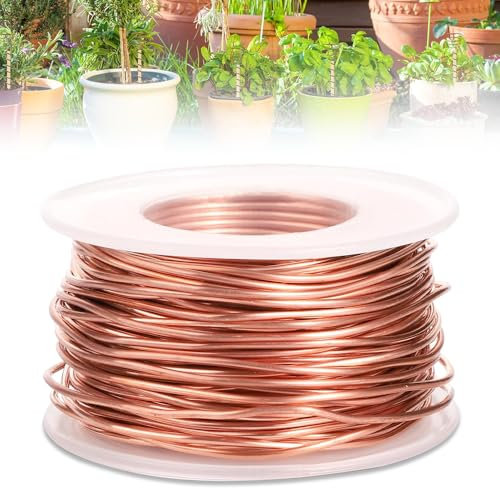yotutun 20m Electroculture Gardening Alambre de Cobre, 99,9% Alambre de Cobre Puro Calibre 16 Alambre/1.3 mm de Elettrocoltura Cobre Desnudo para Jardín, Plantas y Cultivos de Verduras