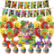 44pcs Geburtstagsdeko, Party Deko, Deko Geburtstag Kinder, Geburtstag Party Set Kinder, Tortendekoration Ballon Banner, Perfekt für Kindergeburtstagsfeiern