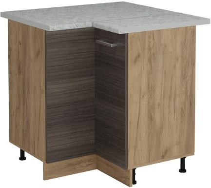 Vicco Eckunterschrank R-Line, Küchen Eckschrank, Edelgrau, 75.6 cm AP Marmor