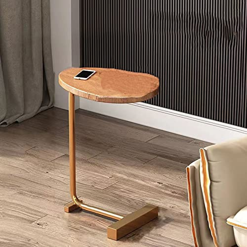 Table basse ovale pour petits espaces Doré D 45 x 30 x 60 cm Table d'appoint pour téléphone, canapé, table de salle à manger, table d'ordinateur portable pour salon, chambre à coucher, balcon, bureau