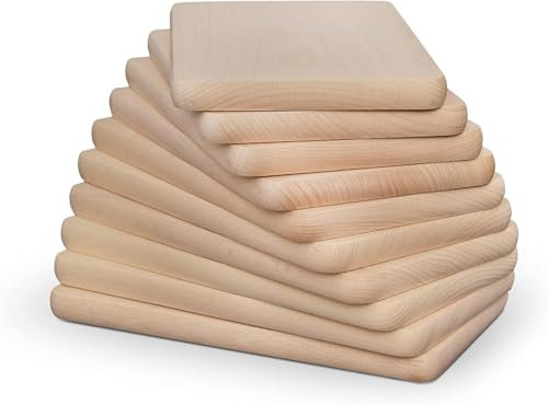 Frühstücksbrettchen Holz - 50er Set Natur Buche unbehandelt - Holzbrettchen - Küchenbrett Brot Küchenutensilien - ca.24 x 14 x 1.5 cm - Schneidebrett Brett - Umkehrbar - Schneidbrett - Brettchen