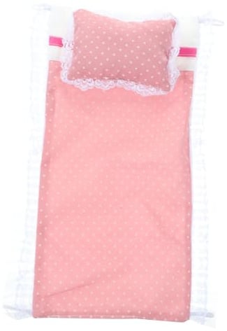 CVUTOVO Doll House Bedding Kit Miniature Doll Bedding Set with Bed Sheet and Pillow for Baby Bed House Bedroom Accessories for Mini Decor and Role Play