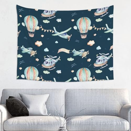 HDTVTV Helicópteros y globos,Tapiz decorativo de pared duradero para el hogar, 73 x 95 cm