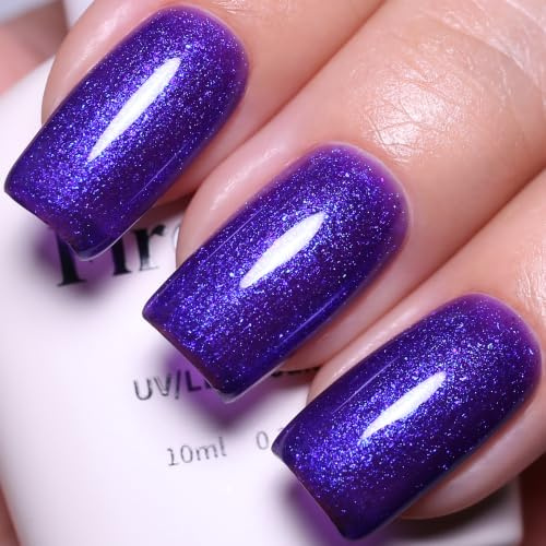 Firedeep 10ml Hema Free Glitter Blue Gel Nail Polish Soak Off Long Lasting Salon DIY at Home Gift for Women 1Pcs