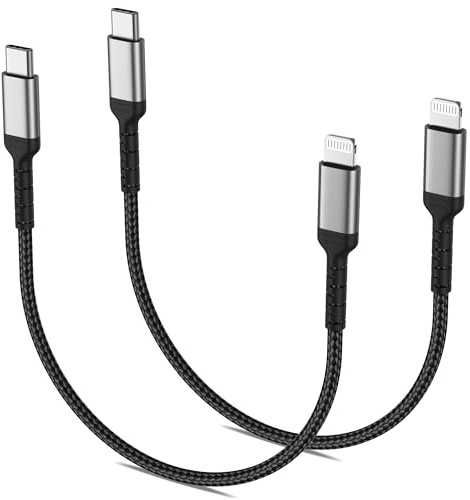 ULIFTUS USB C iPhone Short[50CM, 2Pack], MFi Certified Nylon USB C to Lightning Cable 0.5M Power Delivery Lead for Apple 14/13/ 12/11 Pro Max, iPad