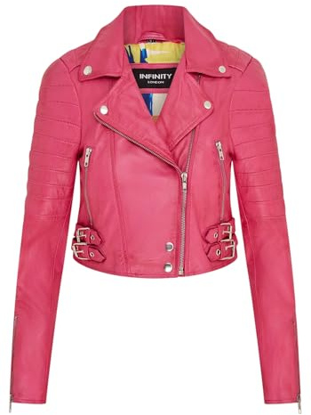 Ladies Cropped Jacket Short Body Gothic Top Chic Biker REAL LEATHER Jacket