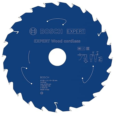 Bosch 1x Expert Wood Cordless Circular Saw Blade for Handheld Circular Saw | for Softwood, Hardwood, Ø 190 mm, Professional Accessory Hand-Held Cordless Circular Saws
