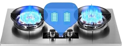 75cm Gas Stoves,2 Burners Gas Hob,Tempered Glass Freestanding Cooktop,5.2kw 9-cavity High Fire Timer,with Flameout Protection,for Home(LPG)