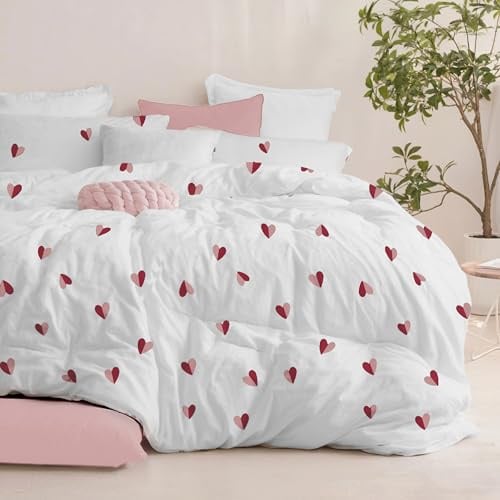 Dreamzie Parure Microfibre Zip 260x240 Cœurs 2 Taies 65x65 | Douce et respirante · Lavable à 40°C · Séchage rapide · Idéale pour une chambre moderne · Entretien facile