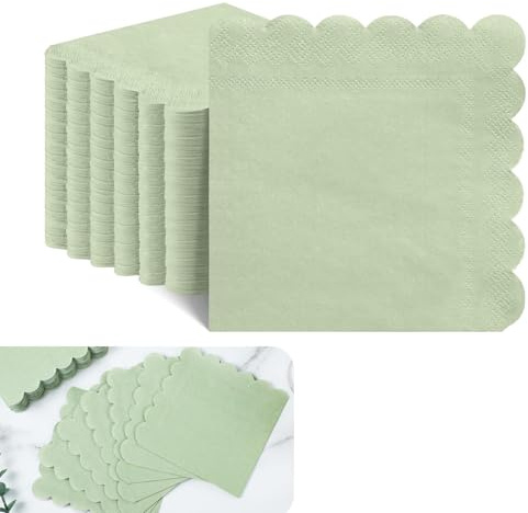 100 Stück 25x25cm Grün Servietten, Tischdeko Cocktailservietten, Dekorationen Abendessen Napkins, Bar Papierserviette, Papierservietten für Geburtstag, Hochzeit, Kindergeburtstag, Brautjubiläum