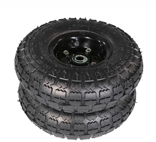 Lemodo Luftreifen für Bollerwagen 4.10/3.50-4, 263 x 83 mm, kugelgelagerte Stahlfelge, 16 mm Achse, 200 kg Tragkraft, 2er Set Ersatzrad für Bollerwagen, Gartenwagen, Sackkarren & Transportwagen