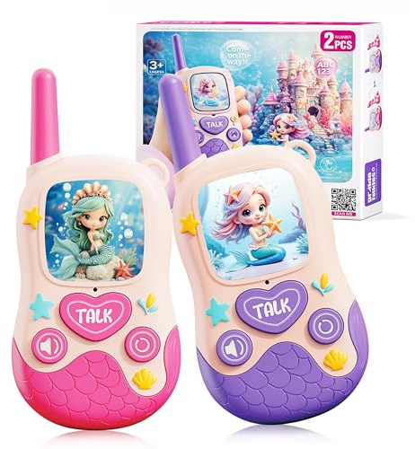 Walkie Talkie Kinder - Spielzeug ab 3 4 5 6 7 8 Jahre Mädchen Junge Meerjungfrau Geschenk Mädchen 3-10 Jahre Outdoor Spiele für Kinder Walki Talki Kinderspielzeug Ostern Geschenke Kinder Weihnachten
