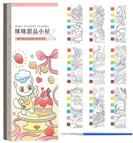 Aquarellbuch im Taschenformat – Malset für Kinder, 20 x 15 cm, Reisetagebuch aus dickem Papier, pädagogische Aktivität zum Malen mit Wasser, für Kinder von 3, 4, 5, 6, 7 und 8 Jahren