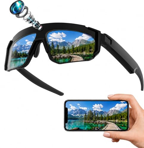 MENDUNER 4K AI Smart Glasses mit 8 MP Kamera, Smart Brille mit Kamera und Bluetooth, KI Brille mit Sprachsteuerung, EIS-Stabilisierung und IP54 Schutz für Radfahren, Skifahren, Wandern (Schwarz)