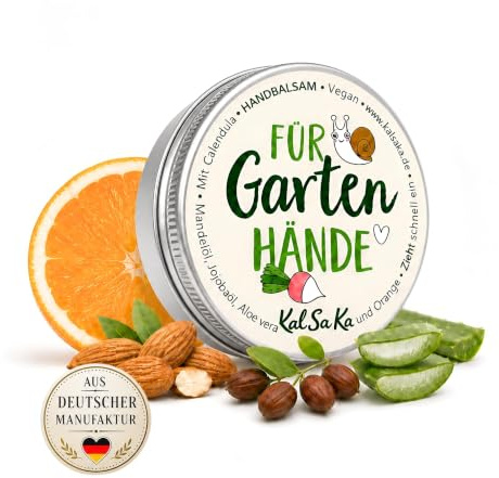 Kal Sa Ka Gärtner Handcreme, Naturkosmetik für trockene & rissige Hände | schnell einziehend · vegan · ohne Mikroplastik · hand cream dry hands · Garten Handpflege · mit Orange, Arganöl & Aloe Vera