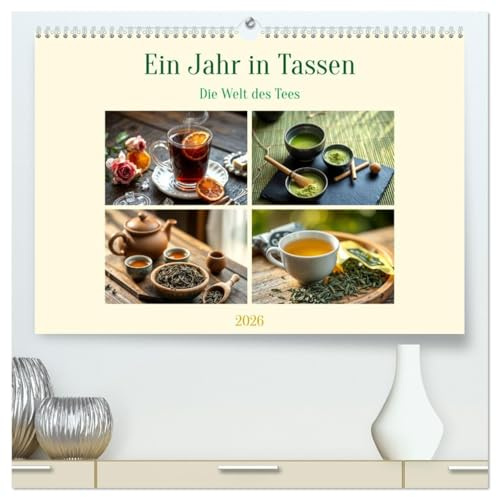 Ein Jahr in Tassen - Die Welt des Tees (hochwertiger Premium Wandkalender 2026 DIN A2 quer), Kunstdruck in Hochglanz: Zwölf Teesorten in Bild und Beschreibung der Besonderheit (CALVENDO Lifestyle)
