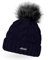 Neverless Damen Strick-Mütze gefüttert mit Fell-Bommel, Kunstfell, Winter-Mütze, Bommelmütze, Navy Unisize