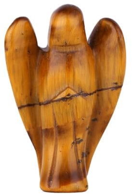 Morella Edelstein Tigerauge Engel Glücksbringer Schutzengel zum Mitnehmen 3,5 cm in Samtbeutel