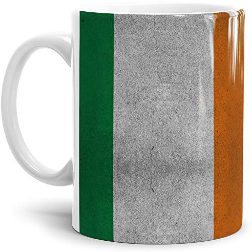 Tassendruck Flaggen-Tasse/Souvenir/Urlaub/Länder-Fahne/Kaffetasse/Mug/Cup - (Irland, Retro-Optik)