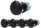 Larcele 19mm Interruptor de Botón Metal,DIY Electrónica 12V Conmutadores con Luz Indicadora,Negro,Pestillo,Impermeable,5 piezas JSANKG-09(Luz Rojo)