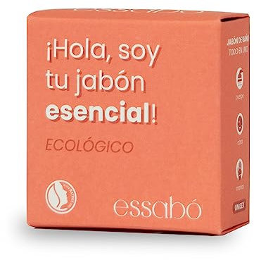 Essabó - Jabón Esencial - 100% Natural - Aromatizado con Aceites Esenciales - Base de Aceite de Coco y Aceite de Oliva - Apto para Todo Tipo de Pieles - Sin Alérgenos - 120 g