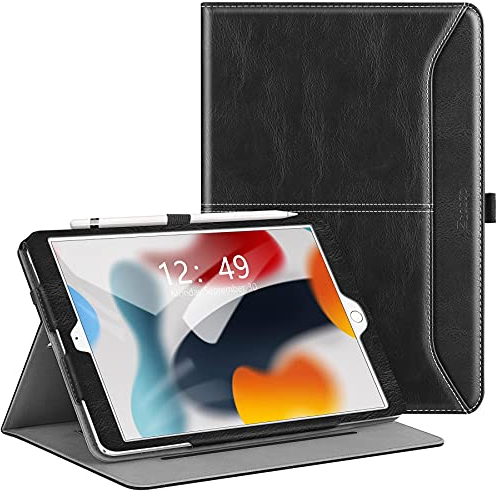 ZtotopCases iPad 9th/8th/7th Generation Case, Premium Leather Business Folio Cover With Pocket and Auto Wake/Sleep Function for iPad 10.2 Inch 2021/2020/2019, Multi-angle, Black