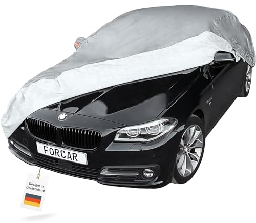 FORCAR® Premium Autoplane aus hochwertigem und wasserdichtem Material - Autoabdeckung Auto Abdeckplane Vollgarage - Innenfutter aus Baumwolle - Atmungsaktiv Winter winterfest outdoor - Version 2022