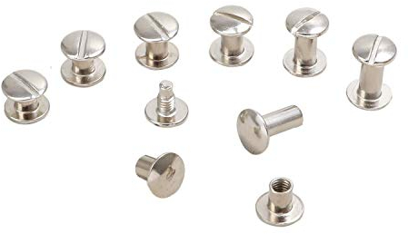 LEO's - Lot de 100 vis à tête bombée de qualité supérieure de 5 mm de couleur argentée - Rivets de reliure nickelés - Vis à vis Chicago avec diamètre de tige de 5 mm - Rivets à visser