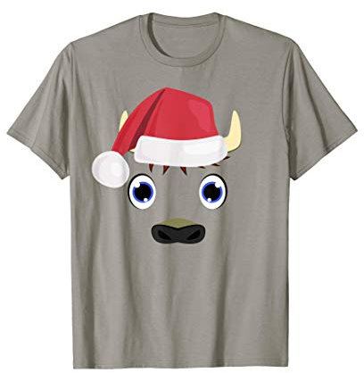 Lustiges Bison-Weihnachtskostüm Fauler Hut Kostüm T-Shirt