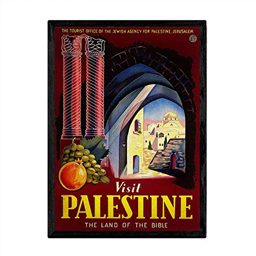 Nacnic Vintage Poster Besuch Palästina. Blätter für Interieur mit klassischen und antiken Werbebildern zu dekorieren. Gemälde Retro-Dekor. A4-Format