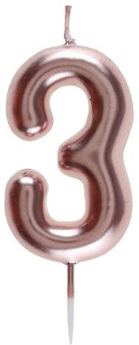 Santex 7305-3 Candle 9 cm Rose Gold, Number 3