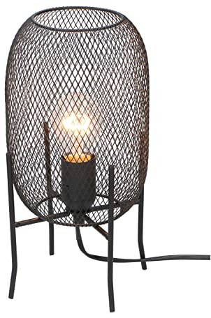 GRUNDIG Tischleuchte aus Metall E27 H29cm Schwarz, Industrie Design, Tischlampe Nachttischlampe Nachttischleuchte Dekolampe