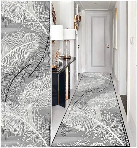 DTUQYX Läufer Lang Flur rutschfest Teppich Küche 40 x 150CM, Polyester Waschbar und Dauerhaft, Schlafzimmer Muster Carpet, für Wohnzimmer Büro Esszimmer, Anpassbar Teppichläufer Meterware