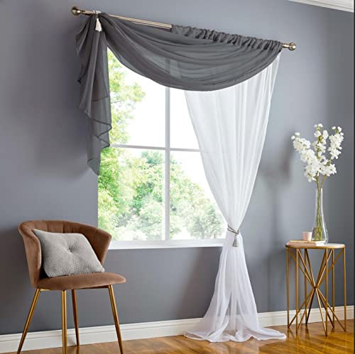 Alan Symonds Double Display Sheer Voile Panel (Charcoal/White, 147cm x 229cm)