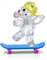 Swarovski Kris Bear Skaterbear Figur, klare, rosa und gelbe Kristalle mit blau lackierten Metallakzenten, Teil Kris Bear Kollektion