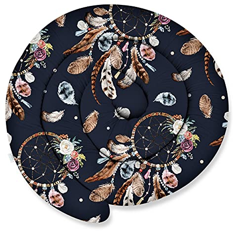 XXL 300 cm Bettschlange für Allergiker Bettkissen Stillkissen Bettrolle Zierkissen Bettumrandung Schlange Handmade 100% Baumwolle ekmTRADE (9 – Marineblau – Traumfänger, 300 cm)