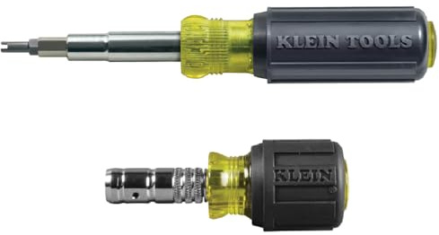 Klein Tools 80065 Schrader Driver Kit, Kit con cacciavite e giradadi 11 in 1 con punte multiple e giradadi 2 in 1, adatto per viti a testa esagonale, 2 pezzi