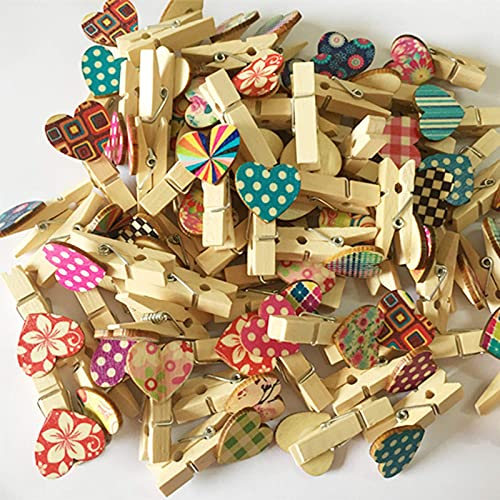 Mini Pince a Linge, 50 PCS Coloré Mini Pinces à Linge Clips en Bois Clips Photo en Bois pour Artisanat Art DIY Décoration Mariage Party 7 * 35mm