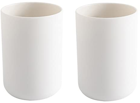 Zahnputzbecher Kunststoff Pinselhalter Trinkbecher, 2 Stück Badezimmer Zahnbürstenhalter Reise Mundbecher, Tragbarer Stifthalter Mundspülbecher Toothbrush Holder Für Kinder Und Erwachsenen (Weiß+Weiß)