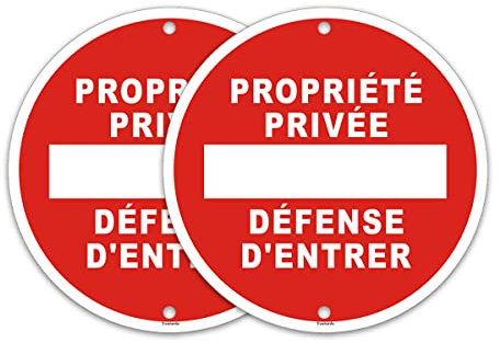 2 Pièces Panneau Propriété Privée Défense D'Entrer -Panneau Propriété Privée- Interdire une entrée dans une propriété privée -rond Diamètre 300 mm -Métal en Aluminium de 1 mm
