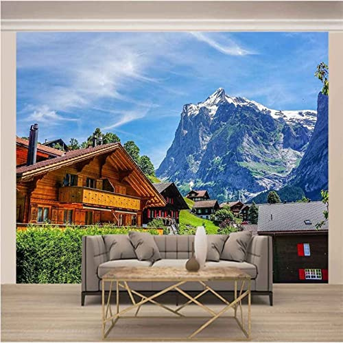 3D Mural Wallpaper Snow Mountain Villa Scenery 3D Murals Wallpaper for Bedroom and Living Room Wall Decoration