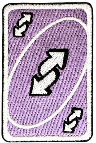 Patch Lila UNO Reverse Karte zum Aufbügeln cm | Aufnäher Applikation Bügelbild (lila, weiß, klein)