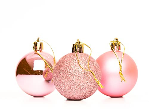 50 mm/24 palline di Natale infrangibili, rosa pallido, decorazioni per albero di Natale, decorazioni per Natale, decorazioni natalizie, opache, glitterate